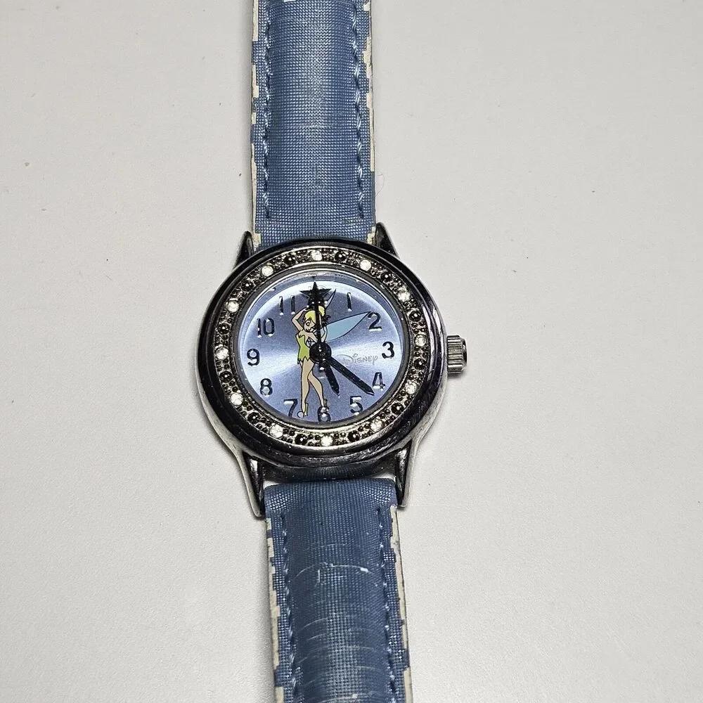 **Final Sale** Disney’s Tinkerbell Watch Silver Crystal Bezel Blue Needs Battery - Picture 14 of 14